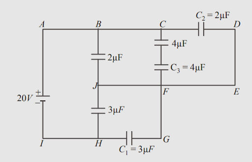 Potential difference across capacitor