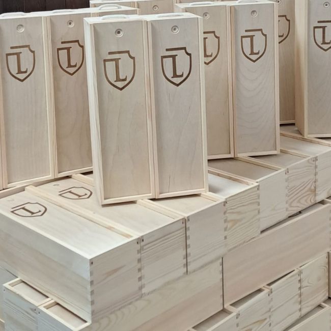 1-vaks wijnkistjes met logo Lepipz