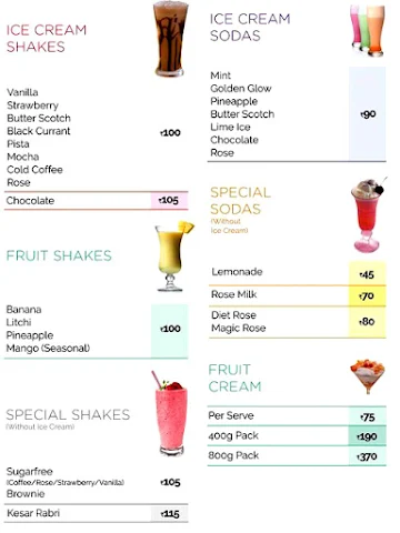 Giani's Ice Cream menu 