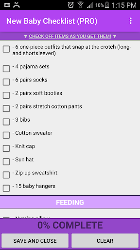 New Baby Checklist