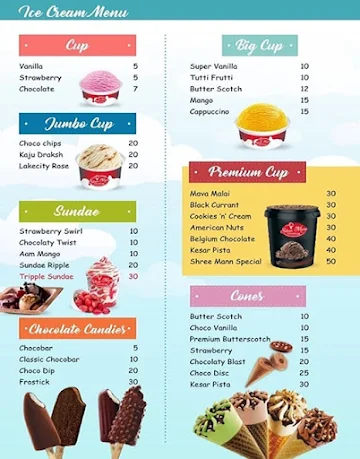 Shree Mann Ice Cream menu 
