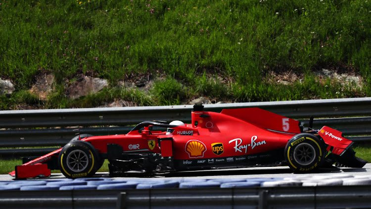 Sebastian Vettel of Germany driving the (5) Scuderia Ferrari SF1000 with a broken rear wing during the Formula One Grand Prix of Styria at Red Bull Ring on July 12, 2020 in Spielberg, Austria.