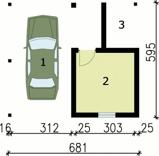 G29 wiata garażowa - Rzut garażu