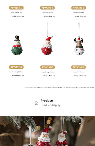 Title 5, Christmas Iron Bell Nordic Painted Resin Pendan...