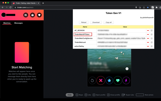 Tinder x-auth-token display Preview image 0