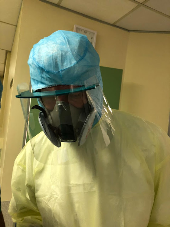 Cape Town anaesthetist Richard Philbrick in a PPE suit to protect against Covid-19.