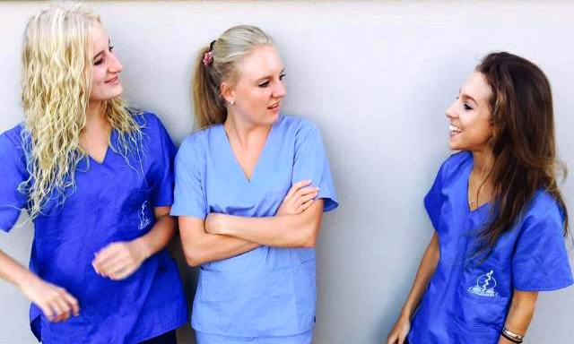 Jennifer van Heerden, right, with fellow Stellenbosch University medical students Anja Revelas and Angela Hinze. Van Heerden achieved distinctions in all 29 of her theory modules.