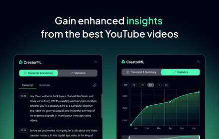 CreatorML Copilot: Track YouTube Stats, Titles, Thumbnails, and Summaries small promo image