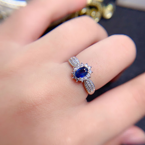Title 4, Natural Sapphire Ring with Diamonds and Colored...