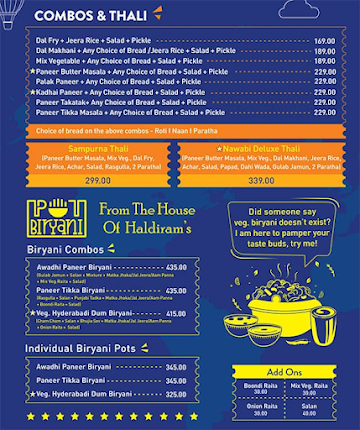 Haldiram's Restaurant menu 