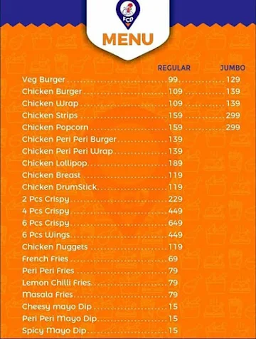 Fried Chicken Destination menu 