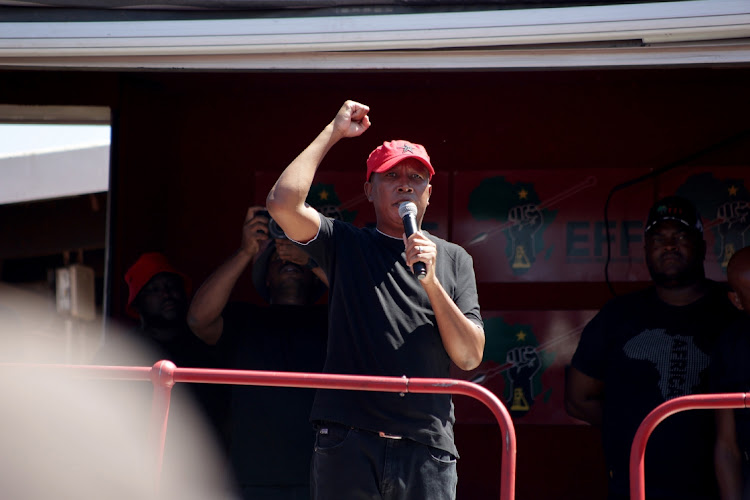 EFF leader Julius Malema addressing students at Mangosuthu University of Technology in Umlazi.