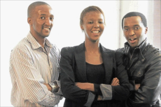 FAMILY AFFAIR: Rethabile Ramaphakela with her brothers, Tshepo and Katleho, who together run the film company Burnt Onion. photo: Bafana Mahlangu