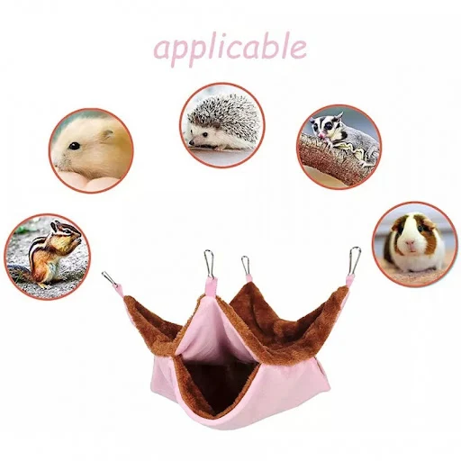 Solid Color Winter Pet Hammock Double Layer Thick Plush Hamster Hammock Chinchilla Guinea Pig Ferret Sleeping Bag Hamste