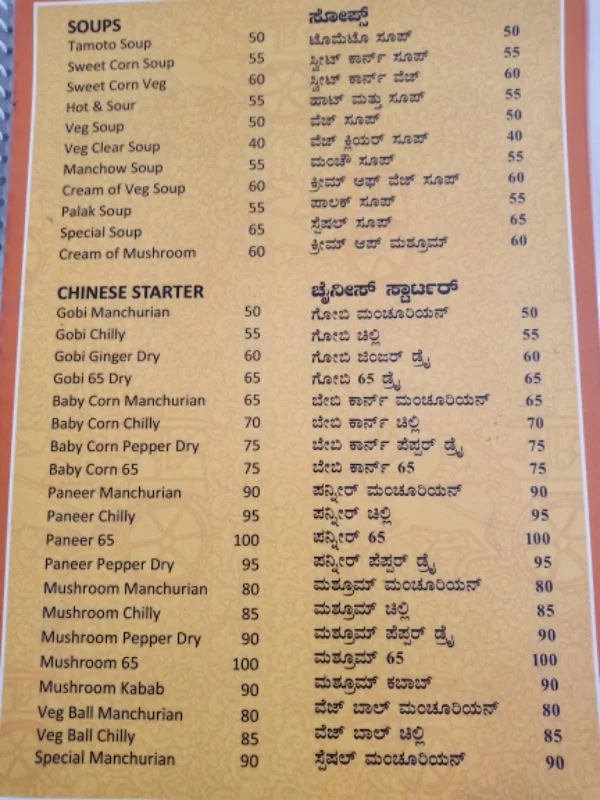 New Udupi Grand menu 