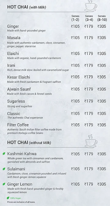 Chai Point menu 