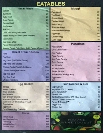 Lot Cafe menu 