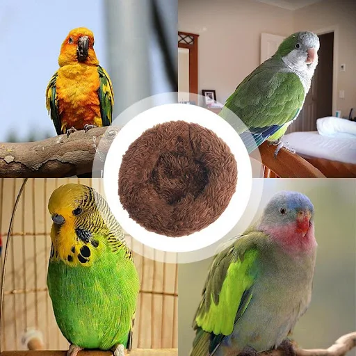 Bird Cotton Nest Coconut Shell Parrot Warm Nest Mat Bird Sleeping Tool with Thickened Edge for Lovebird Budgie Parakeet 