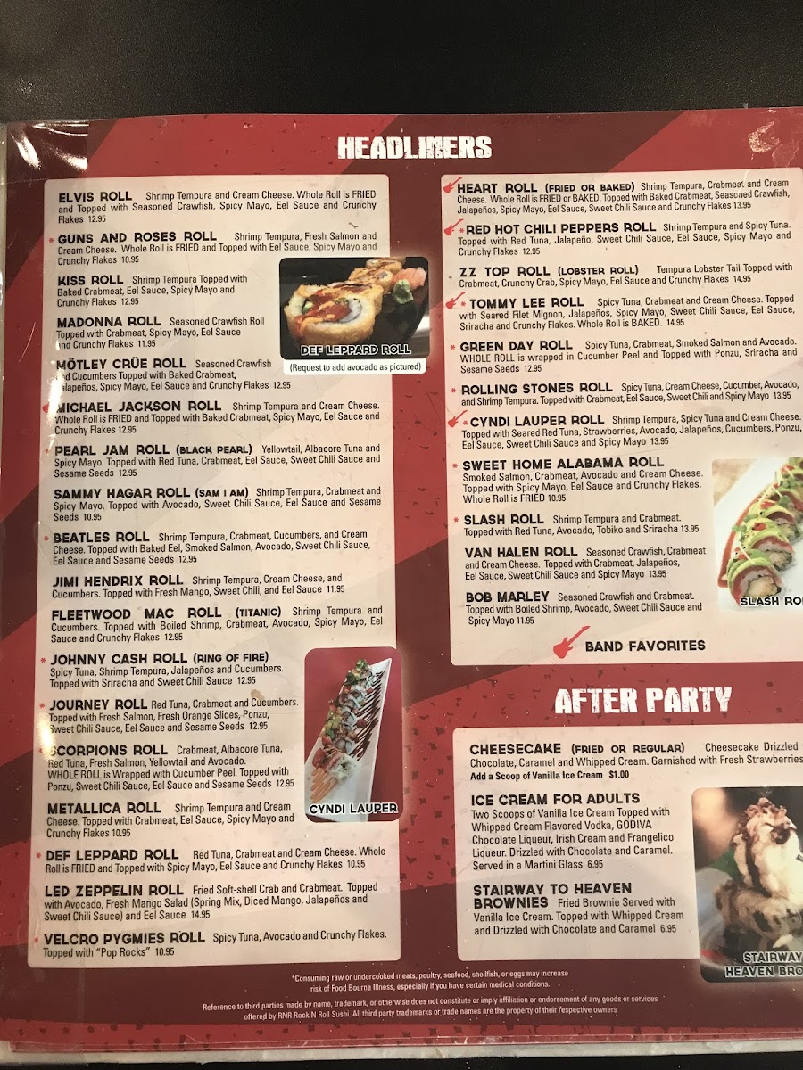 Rock N Roll Sushi gluten-free menu