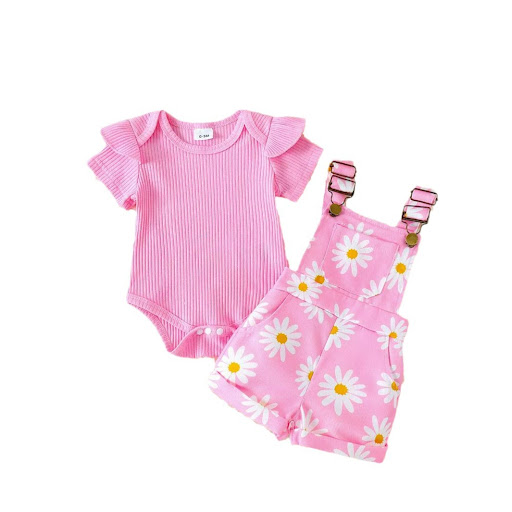 Title 4, Floral Print Pullover Romper Suspender Pants Tw...