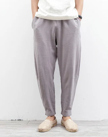Muške ležerne pantalone pamuk lan s - 0