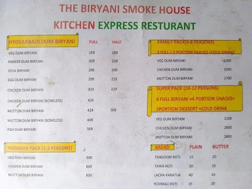 The Biryani Smoke House menu 