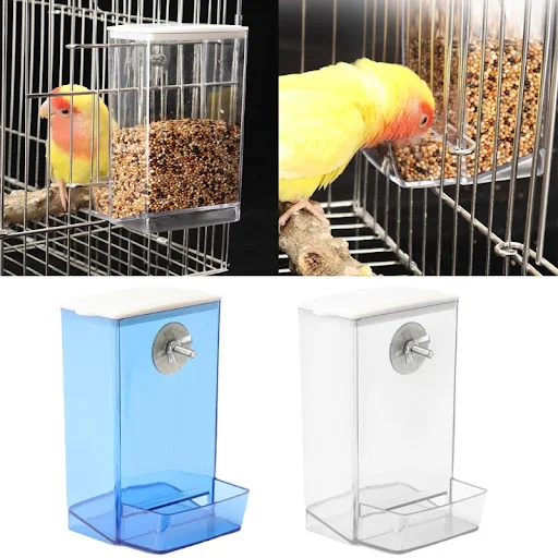 Parrots Feeder Birds Plastic Food Bowl Clear Seethrough Food Box Bird Feeders new