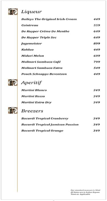 Sterlings MAC Restaurant menu 