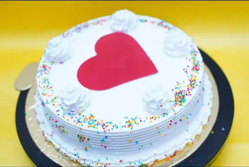 Vanilla Red Foundant Heart Cake