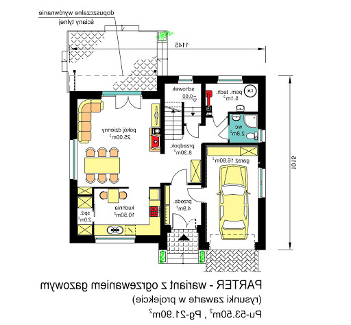 BW-55 - Rzut parteru - propozycja adaptacji - ogrzewanie gazowe