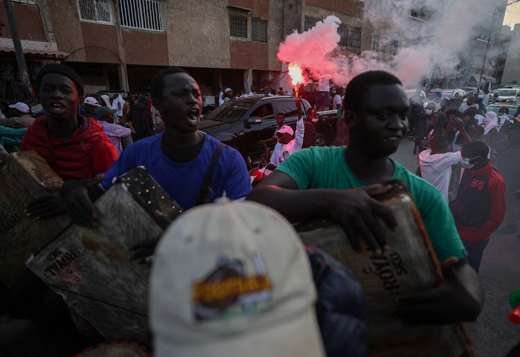 Senegalese men perform during a electoral campaign in Dakar, Senegal, March 9 2024. Picture: REUTERS/Zohra Bensemra