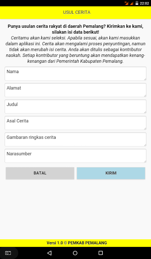 Cerita Rakyat Pemalang Aplikasi Android