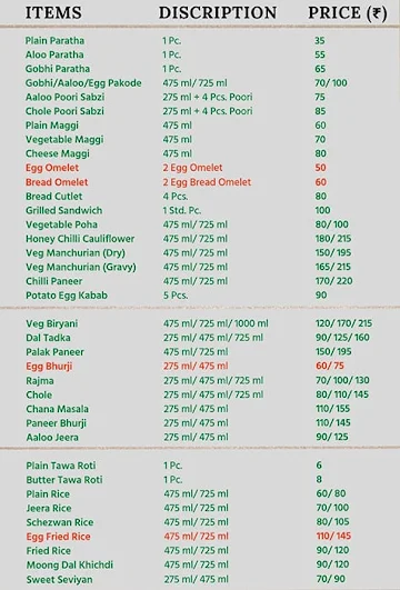 Sheebhu Kitchen menu 