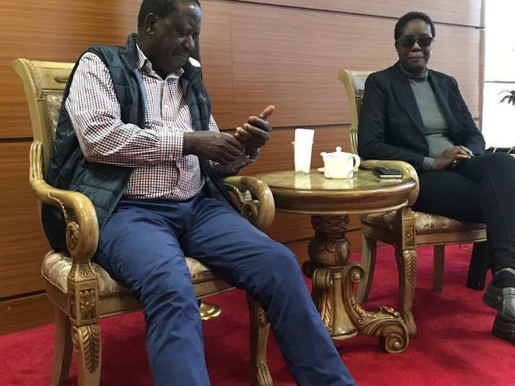 ODM leader Raila Odinga at JKIA before leaving to the US