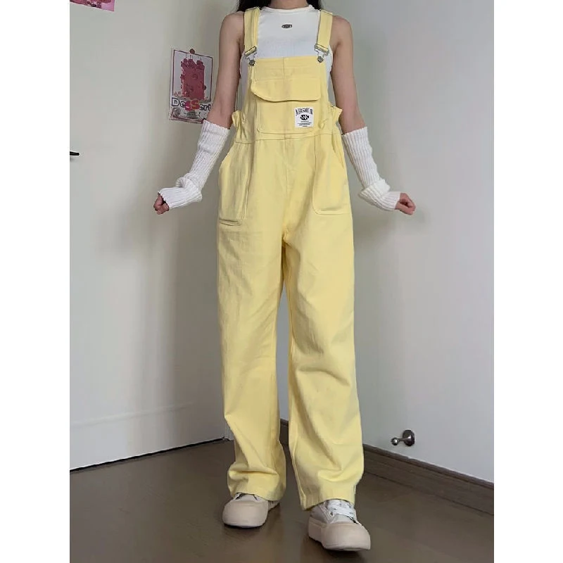 Dames bretels broek, hoge taille, losse rechte pasvorm, afslankend, voor een flatterende en comfortabele stijl.