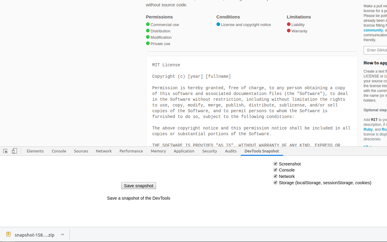 DevTools Snapshot Extension Preview image 0