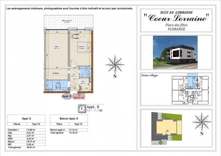 Vente appartement 2 pièces 46.67 m² à Florange (57190), 172 000 €