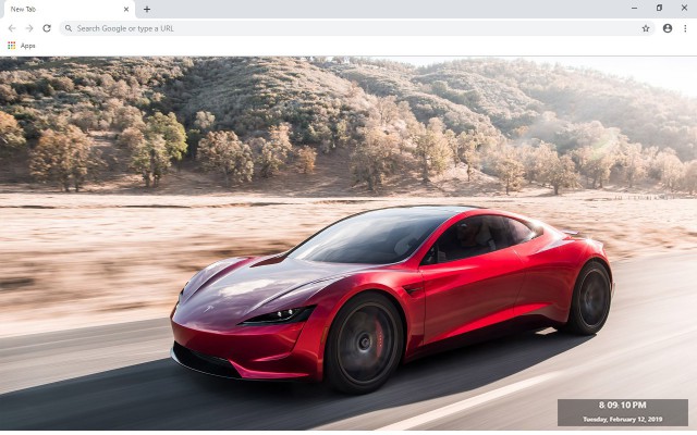 Tesla Roadster New Tab Theme