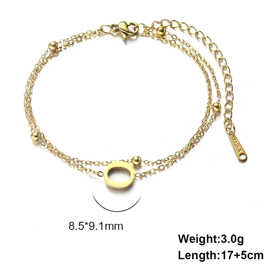 Titanium stalen armband met hanger van 26 letters, dubbele ketting, elegant en duurzaam design. Gepersonaliseerd en perfect als cadeau.