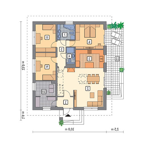 Dopasowany - wariant III - M261aK - Rzut parteru