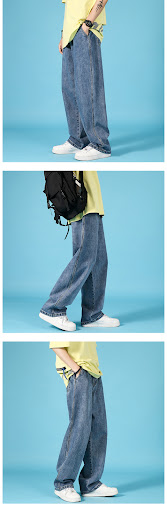 Title 2, Mens Straight Loose Jeans Casual Trousers Hip ...