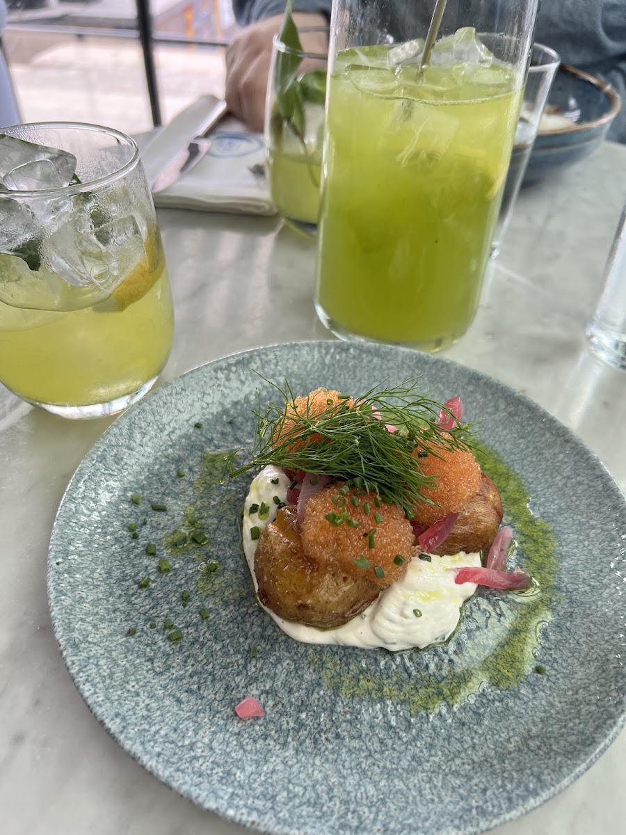 Roe and fried potatoes