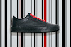 old skool ”mono leather" raven/high risk red