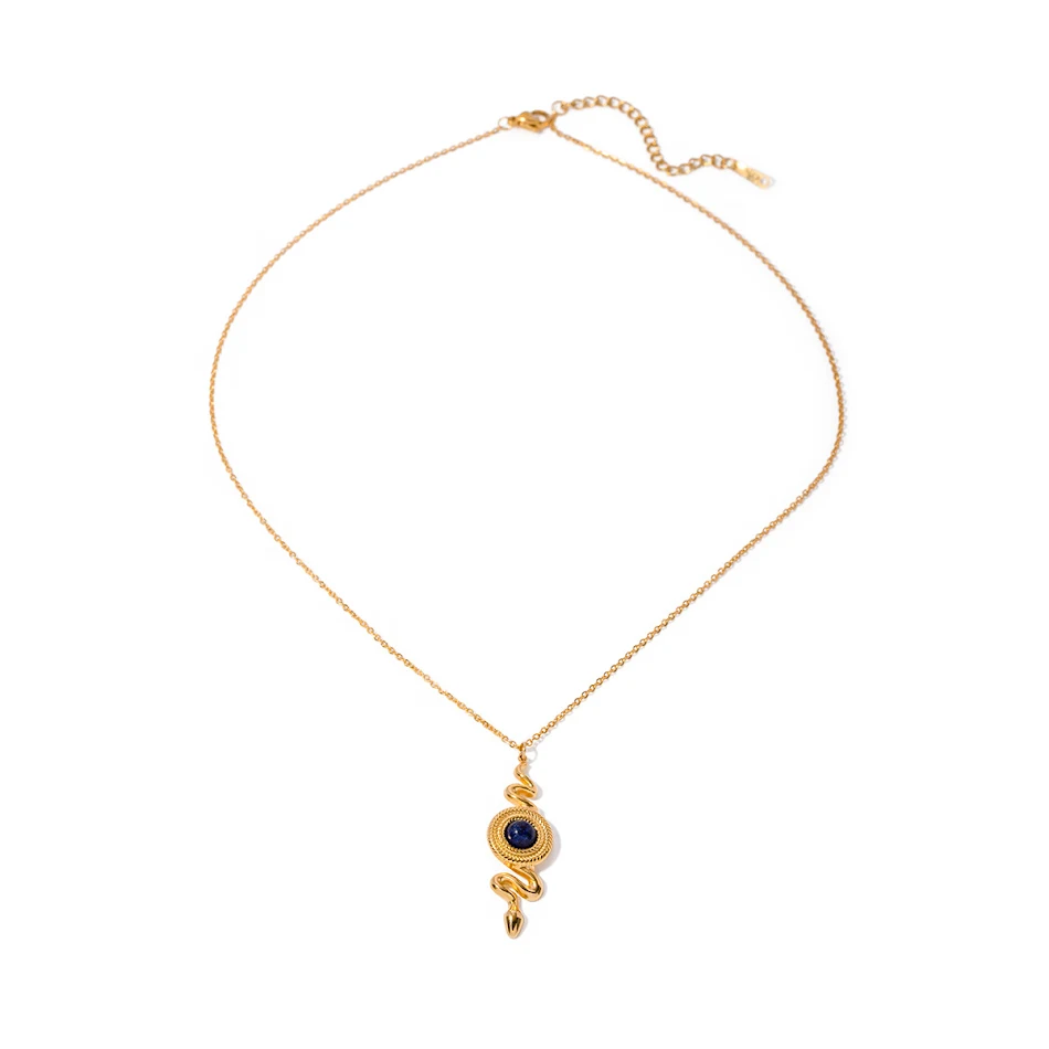 Modieuze lapis lazuli en serpentijn hanger ketting, een stijlvolle ketting voor een natuurlijke en elegante uitstraling. Perfect voor dagelijks gebruik.