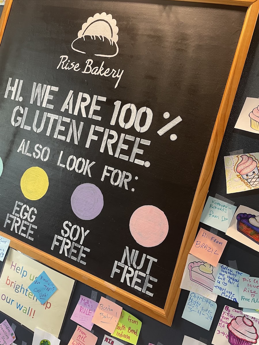 Rise Bakery gluten-free menu