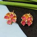 Cz Elegant Pink Ear Studs