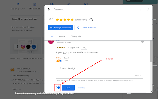 Chatgpt AI -assistent för Google Reviews och frågor