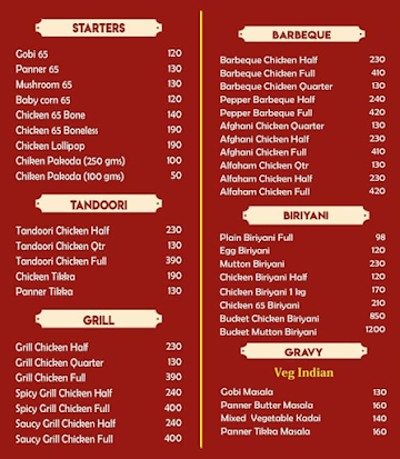BILAL Biryani menu 