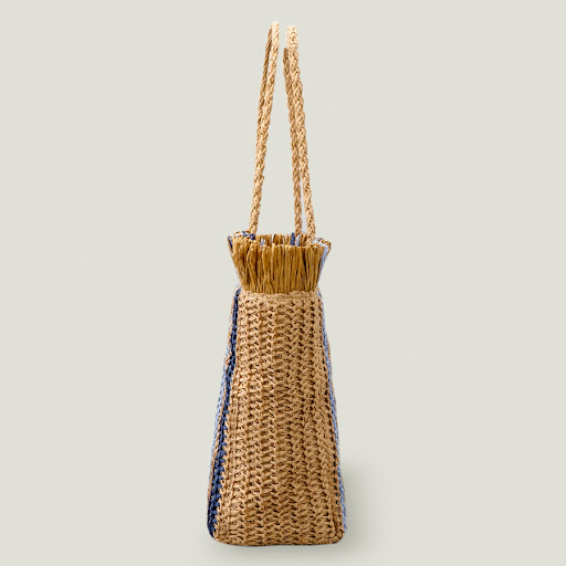 Title 4, Handmade Straw Casual Commuter Tote Striped Fri...