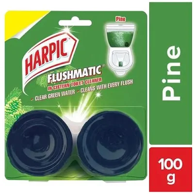 Harpic Flushmatic In-Cistern Toilet Cleaner Blocks - Twin Pine - 100 gm